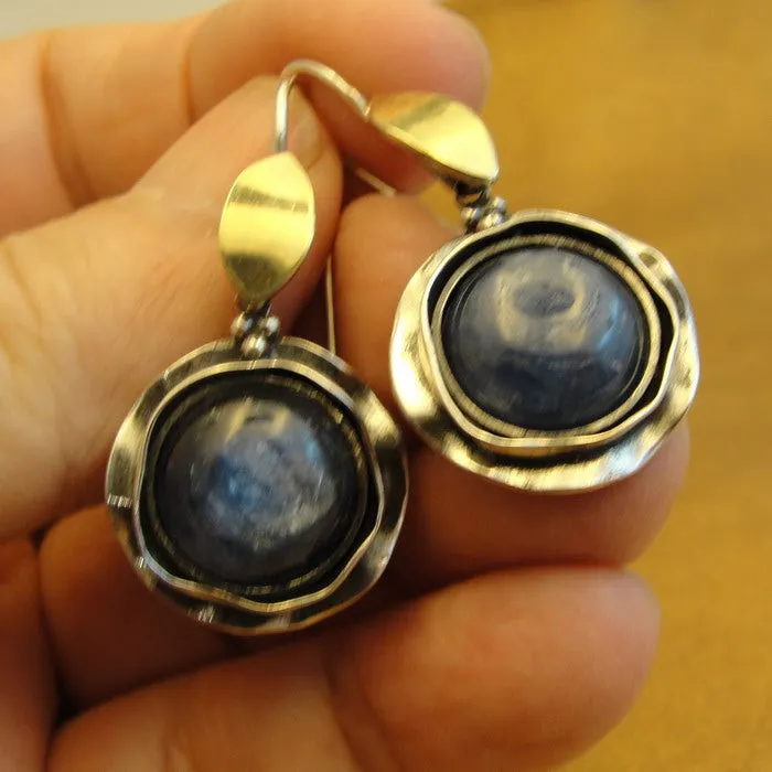 Hadar Designers Kyanite Earrings 9k Yellow Gold 925 Sterling Silver(ms 897)y