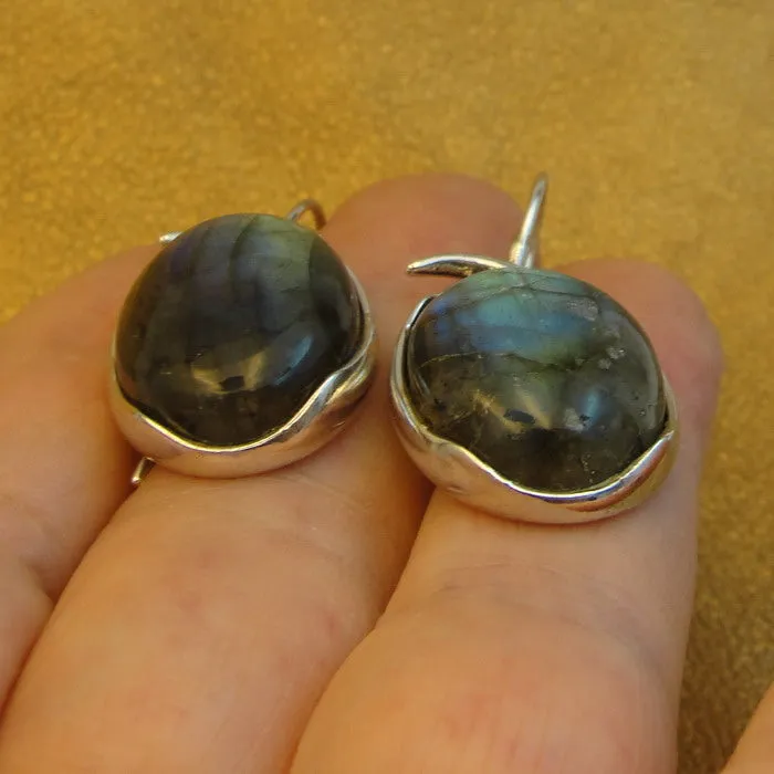 Hadar Designers Labradorite Earrings 9k Yellow Gold Sterling Silver (ms 1890)Y