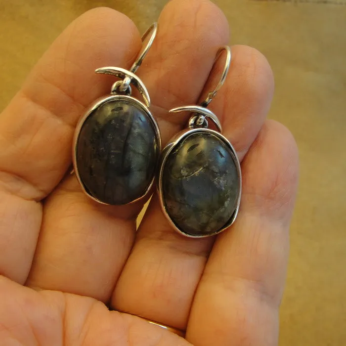 Hadar Designers Labradorite Earrings 9k Yellow Gold Sterling Silver (ms 1890)Y