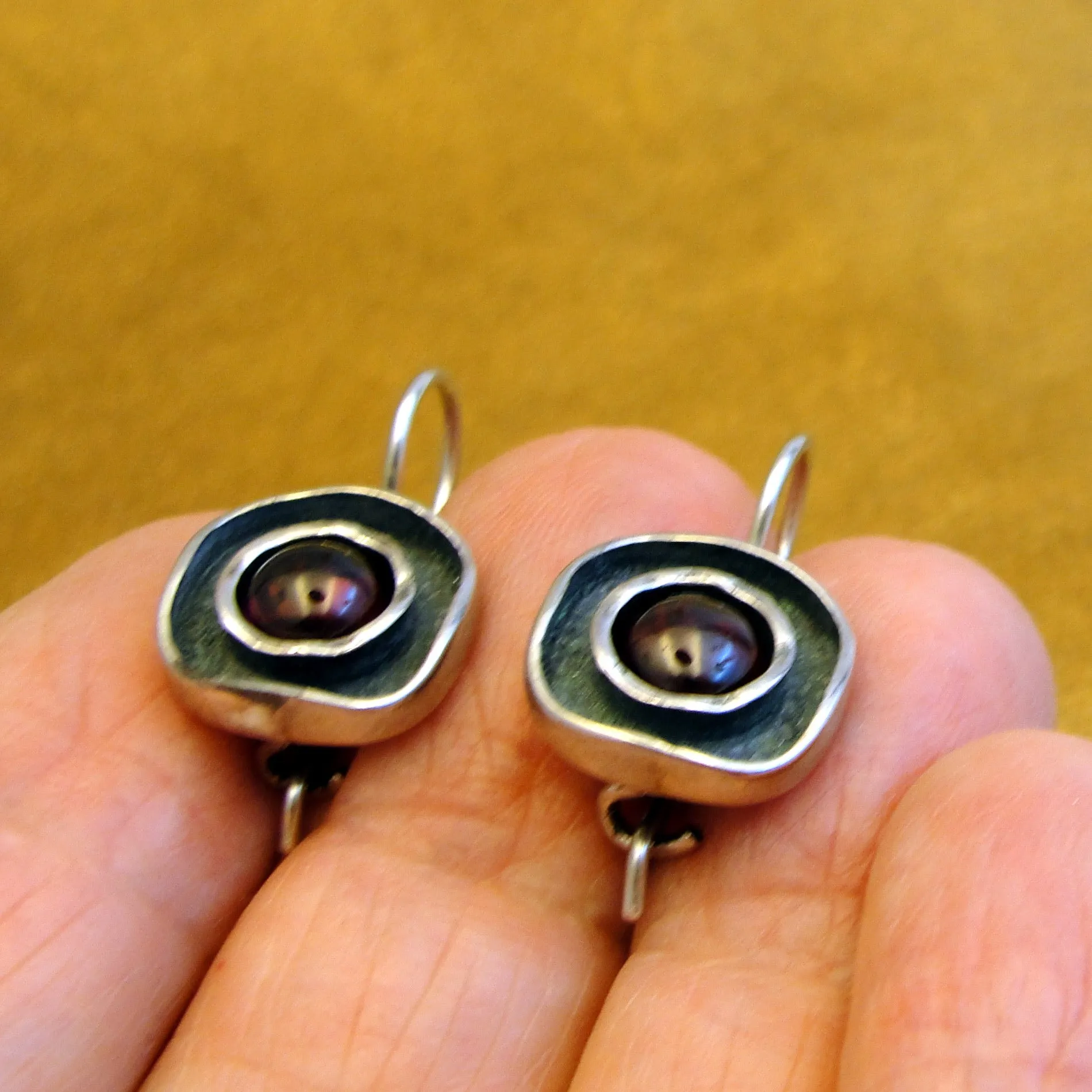 Hadar Designers Red Garnet Earrings 925 Sterling Silver Handmade Art (ms 1608s)y