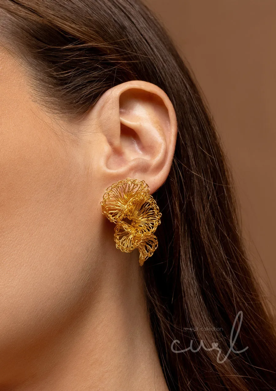 Handcrafted Curl Earring 18K Gold Finish