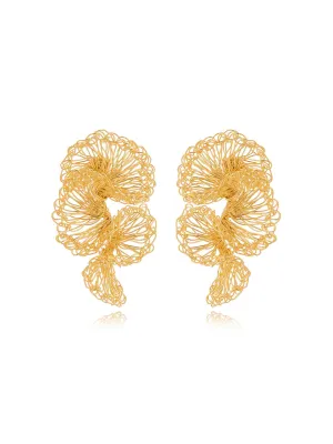 Handcrafted Curl Earring 18K Gold Finish