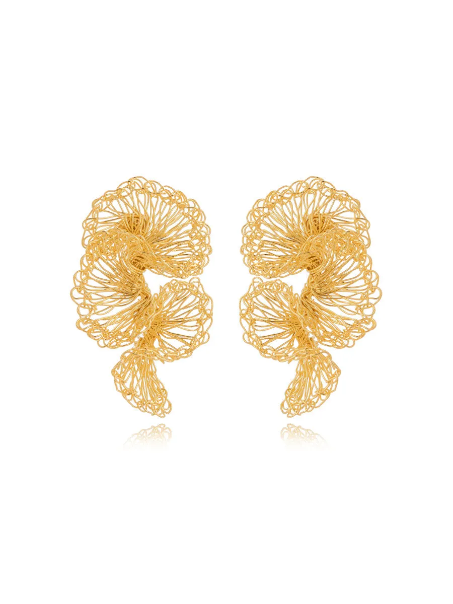 Handcrafted Curl Earring 18K Gold Finish
