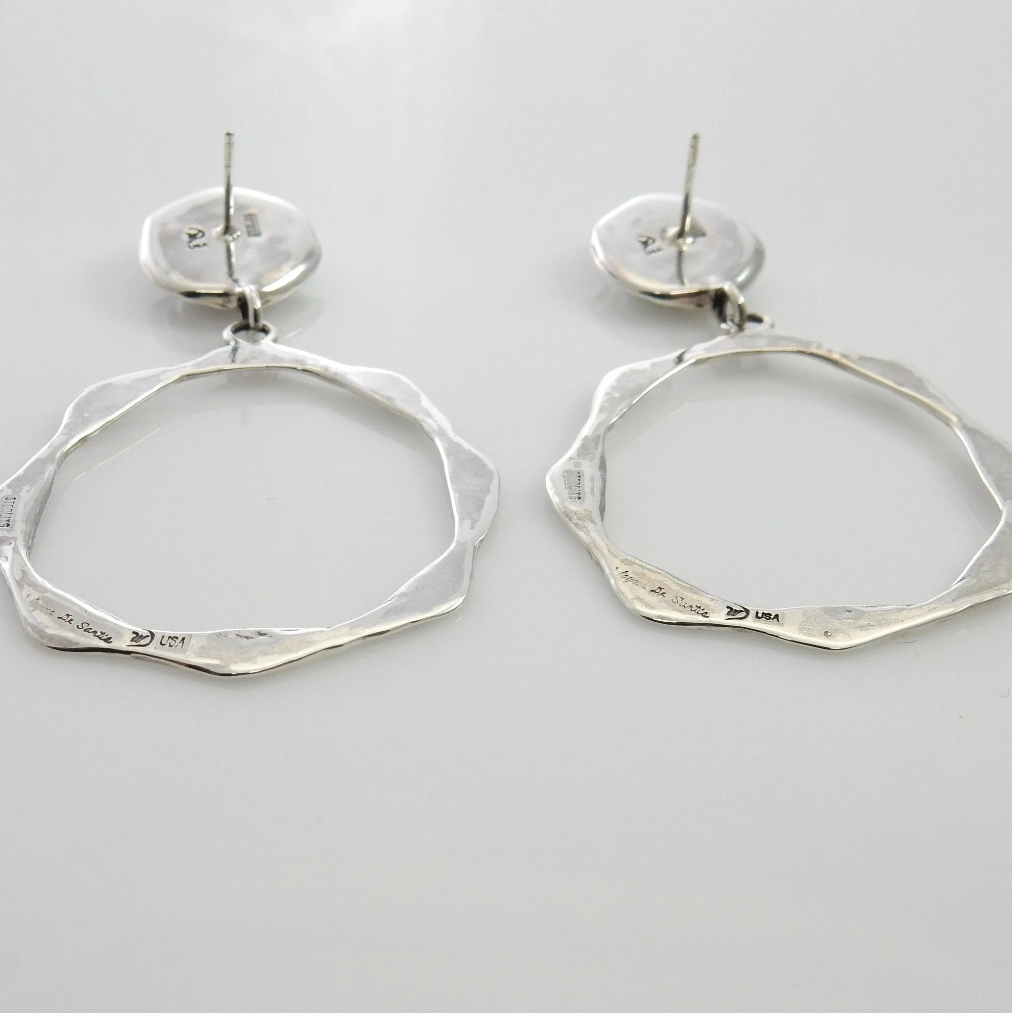 Handmade Sterling Silver Gaspeite Dangle Post Earrings