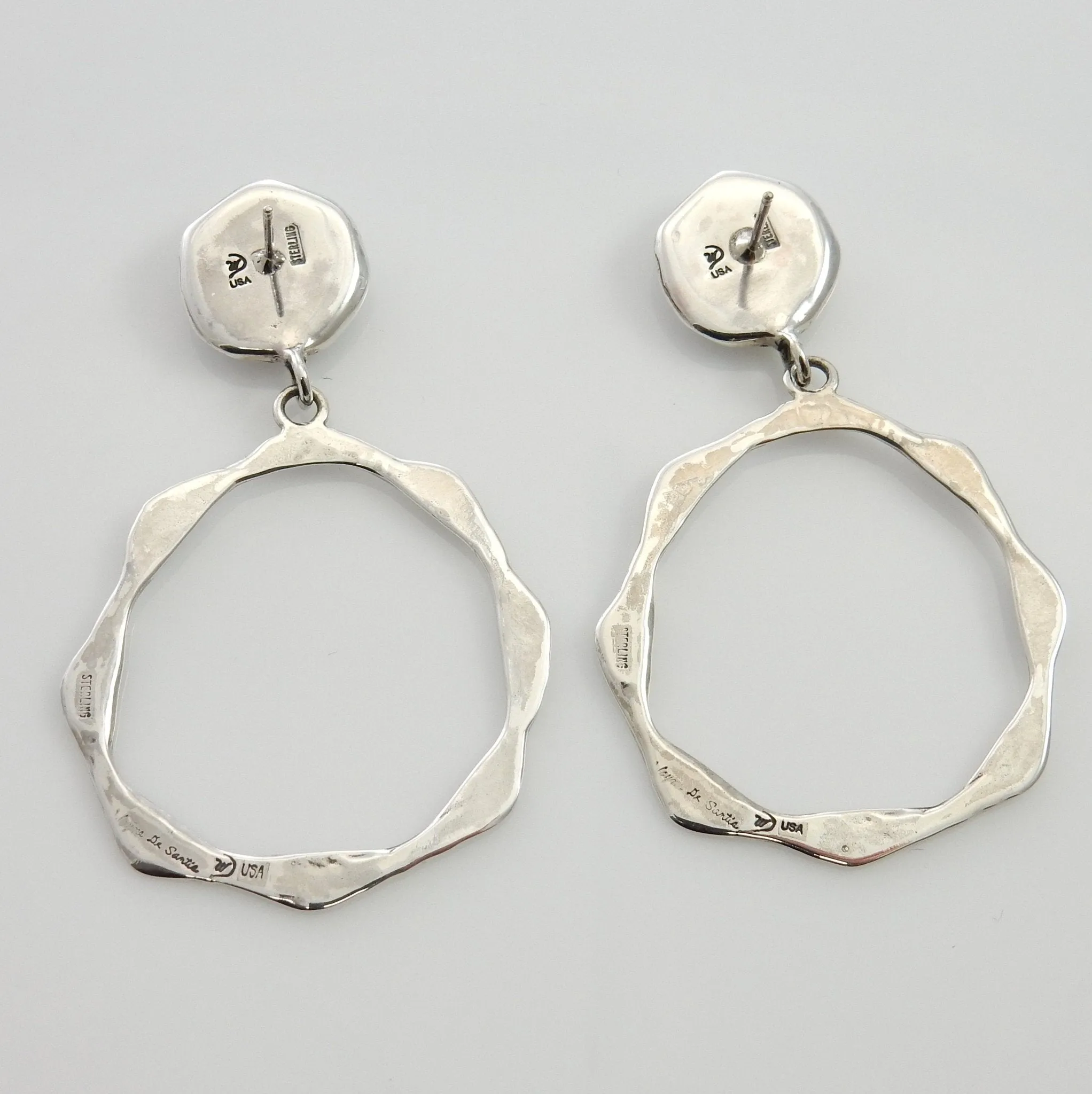 Handmade Sterling Silver Gaspeite Dangle Post Earrings
