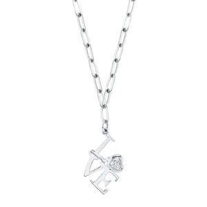 Heart 'Love' Paper Clip Link Necklace