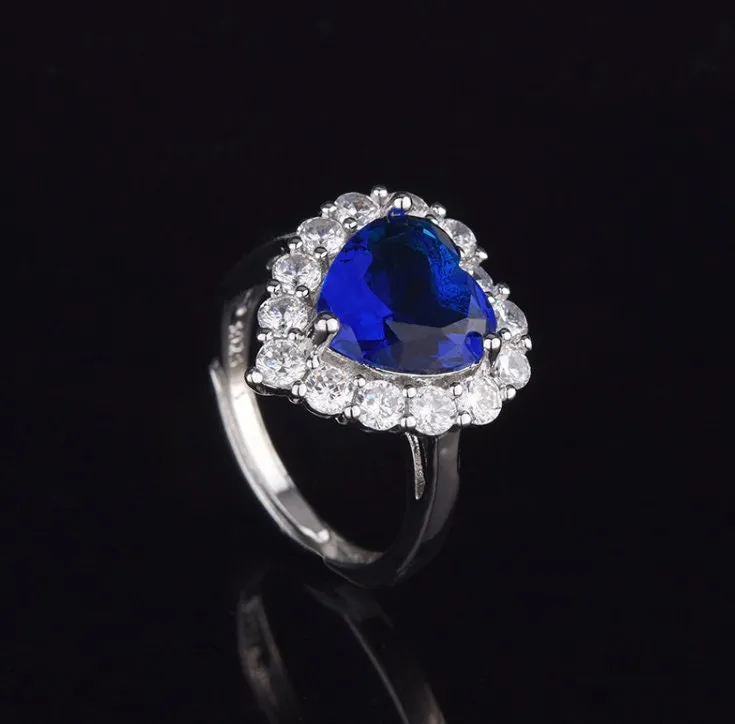 Heart Ring | Heart Shaped Ring | Heart Shape Ring | Blue Diamond Ring | Blue Diamond Heart Ring | Sapphire Blue Engagement Ring | Love Ring