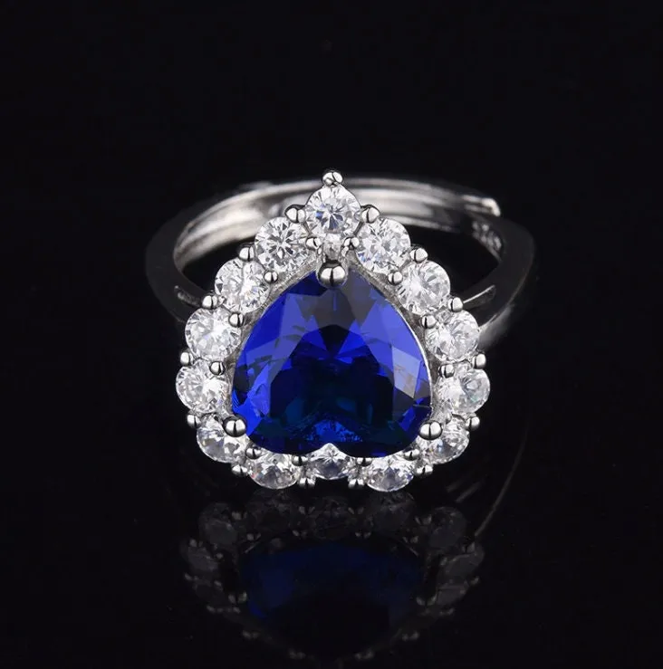 Heart Ring | Heart Shaped Ring | Heart Shape Ring | Blue Diamond Ring | Blue Diamond Heart Ring | Sapphire Blue Engagement Ring | Love Ring