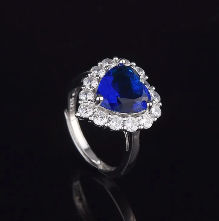 Heart Ring | Heart Shaped Ring | Heart Shape Ring | Blue Diamond Ring | Blue Diamond Heart Ring | Sapphire Blue Engagement Ring | Love Ring