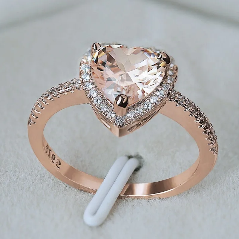 Heart Ring | Heart Shaped Ring | Heart Shape Ring | Diamond Heart Ring | Womens Rose Gold Ring | Engagement Ring | Rose Gold Diamond Ring