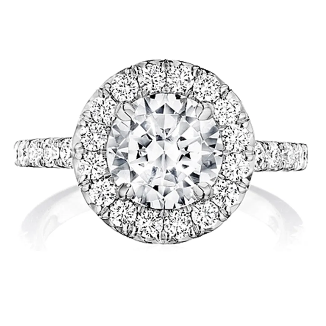 Henri Daussi Pave Halo Diamond Engagement Ring