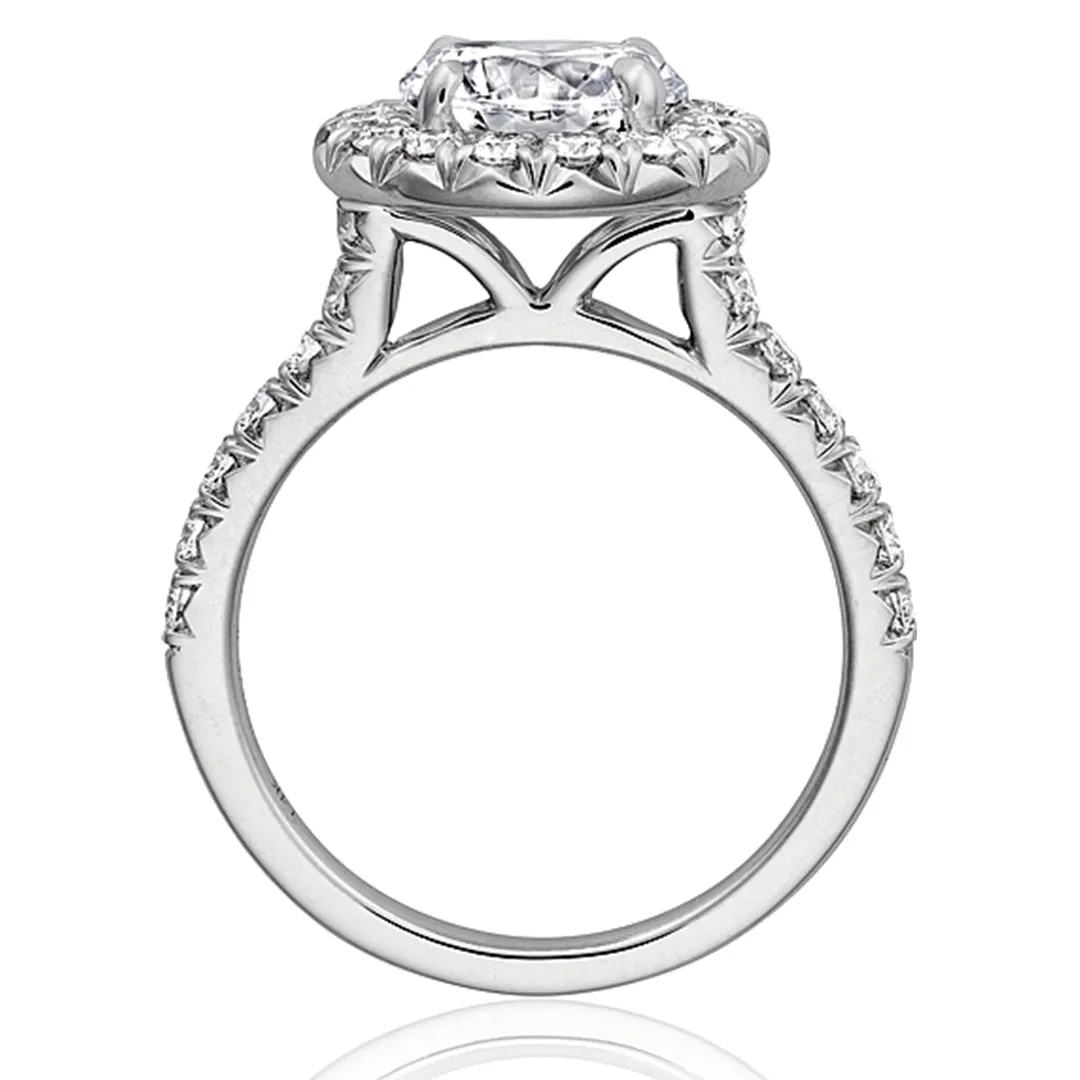 Henri Daussi Pave Halo Diamond Engagement Ring