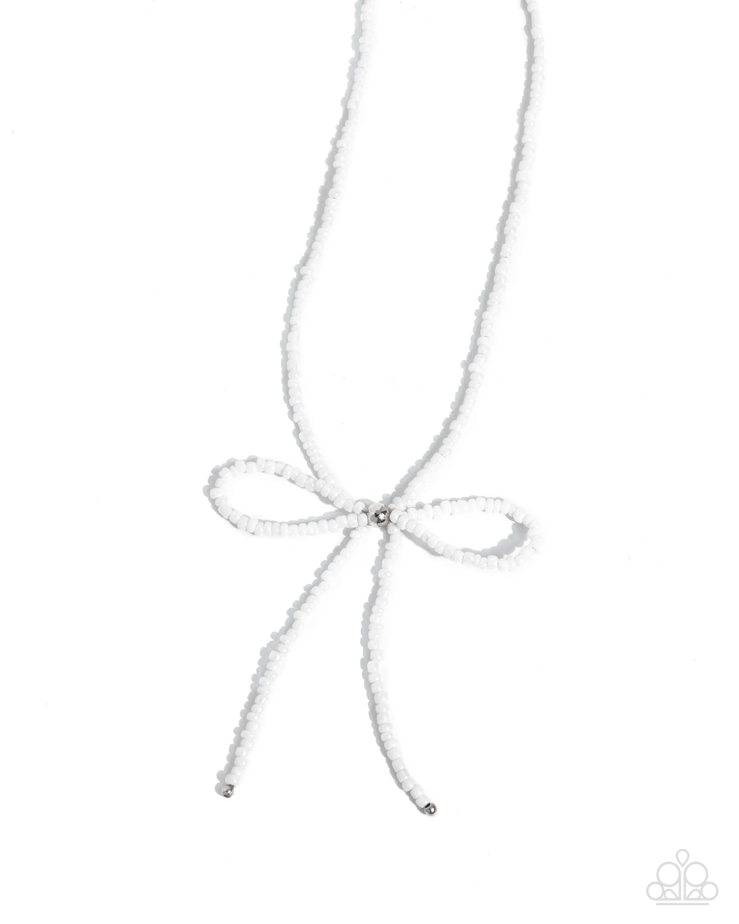 High-Class Hype - White - Pearly Seed Bead Bow Paparazzi Short Necklace