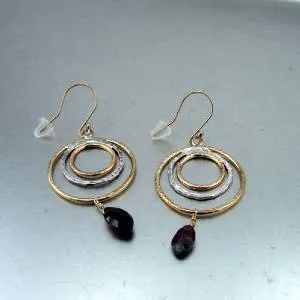 Hoop Earrings Red Garnet 14k Gold Fil 925 Sterling Silver Hadar Designers (I) Last