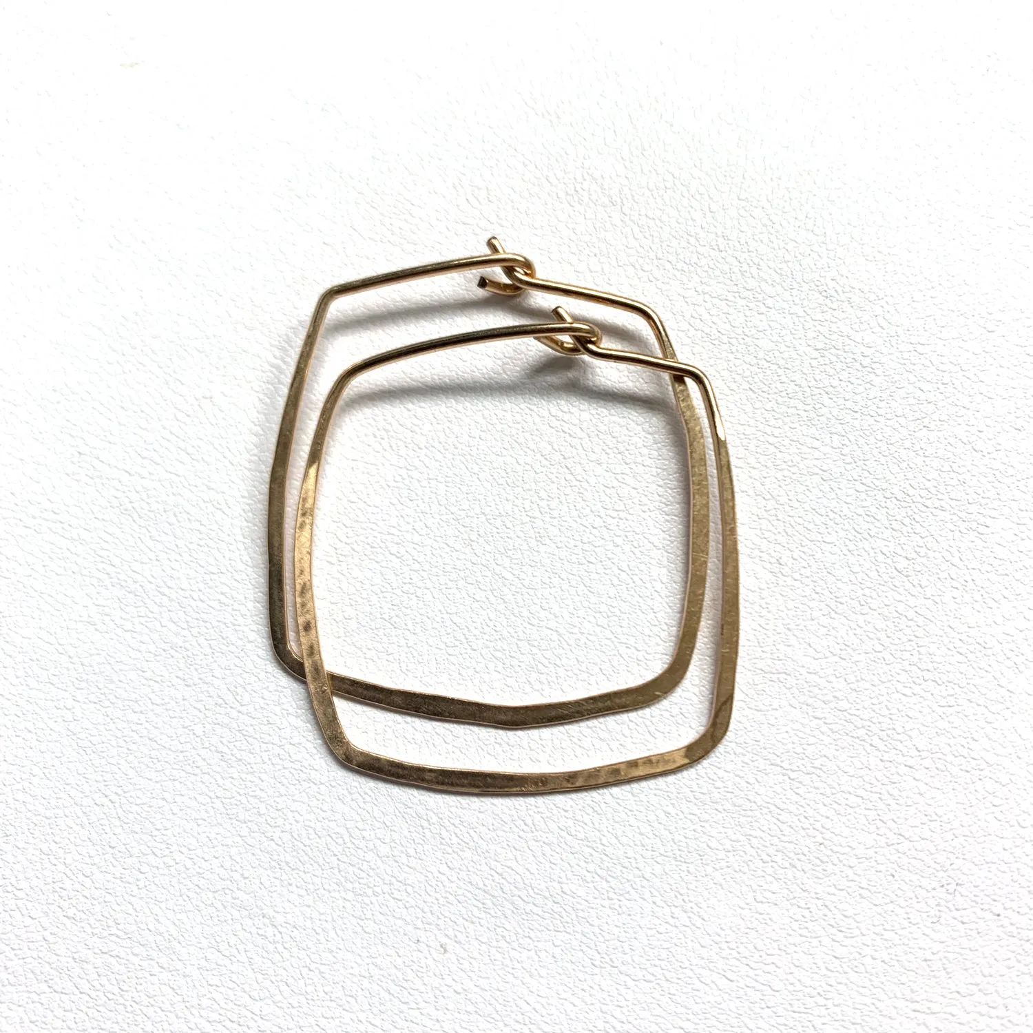 Hoops Square Hand Hammered Gold Earrings