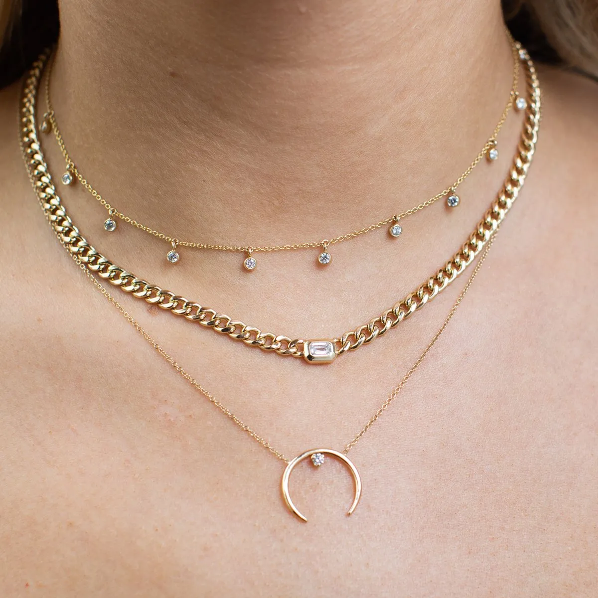 Horn Prong Diamond Necklace