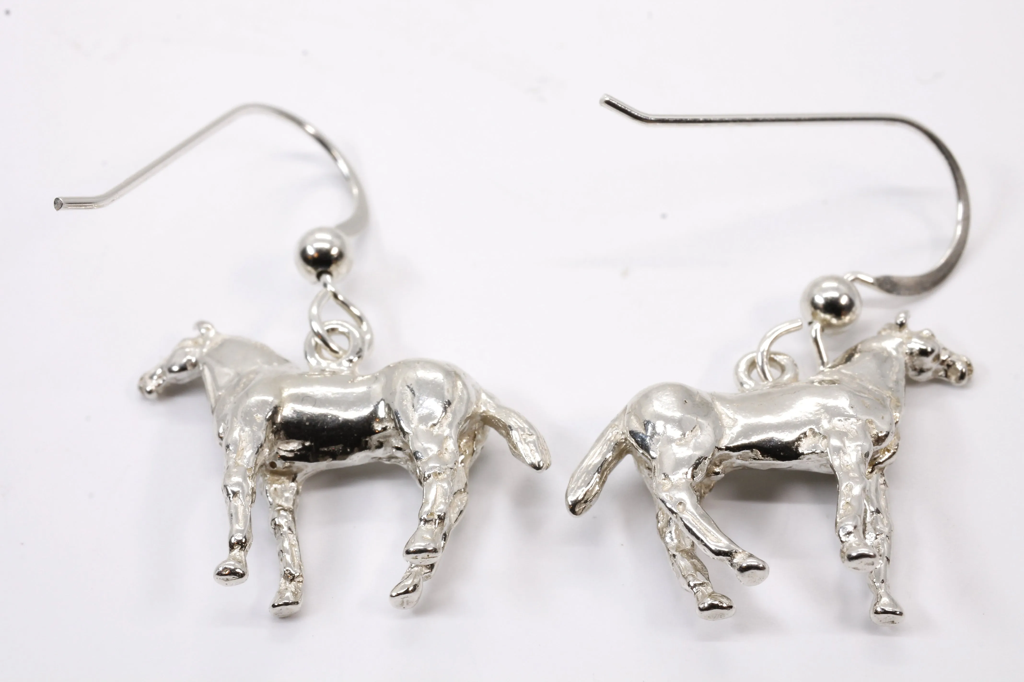 Horse Dangle Earrings with 925 Sterling Silver 3-D Quarter Horses