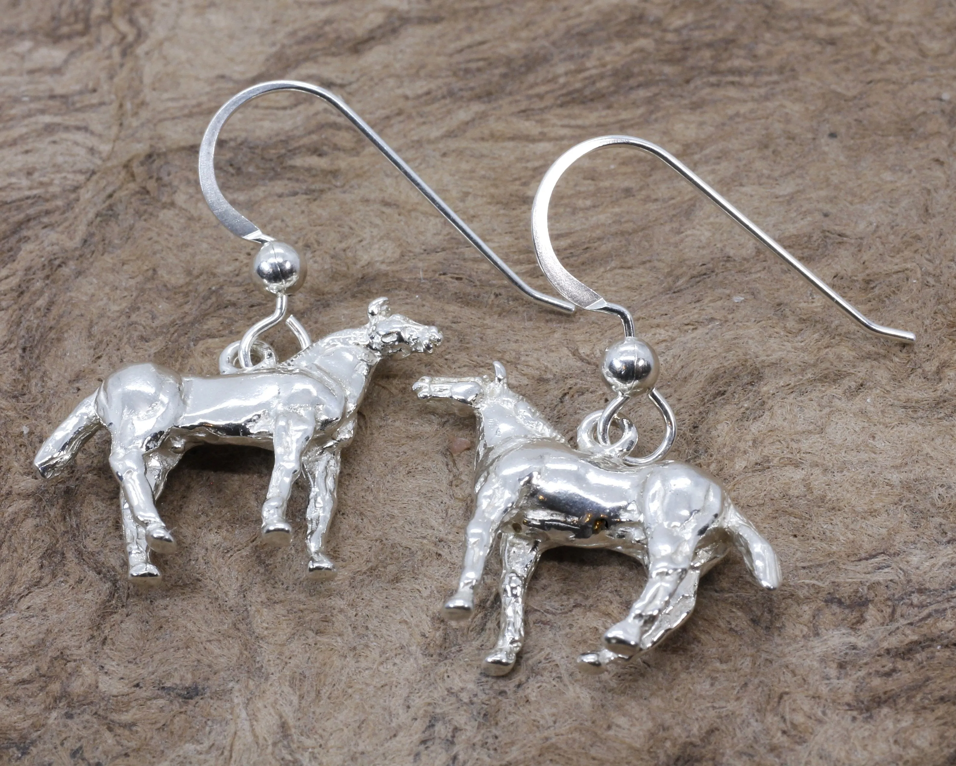 Horse Dangle Earrings with 925 Sterling Silver 3-D Quarter Horses