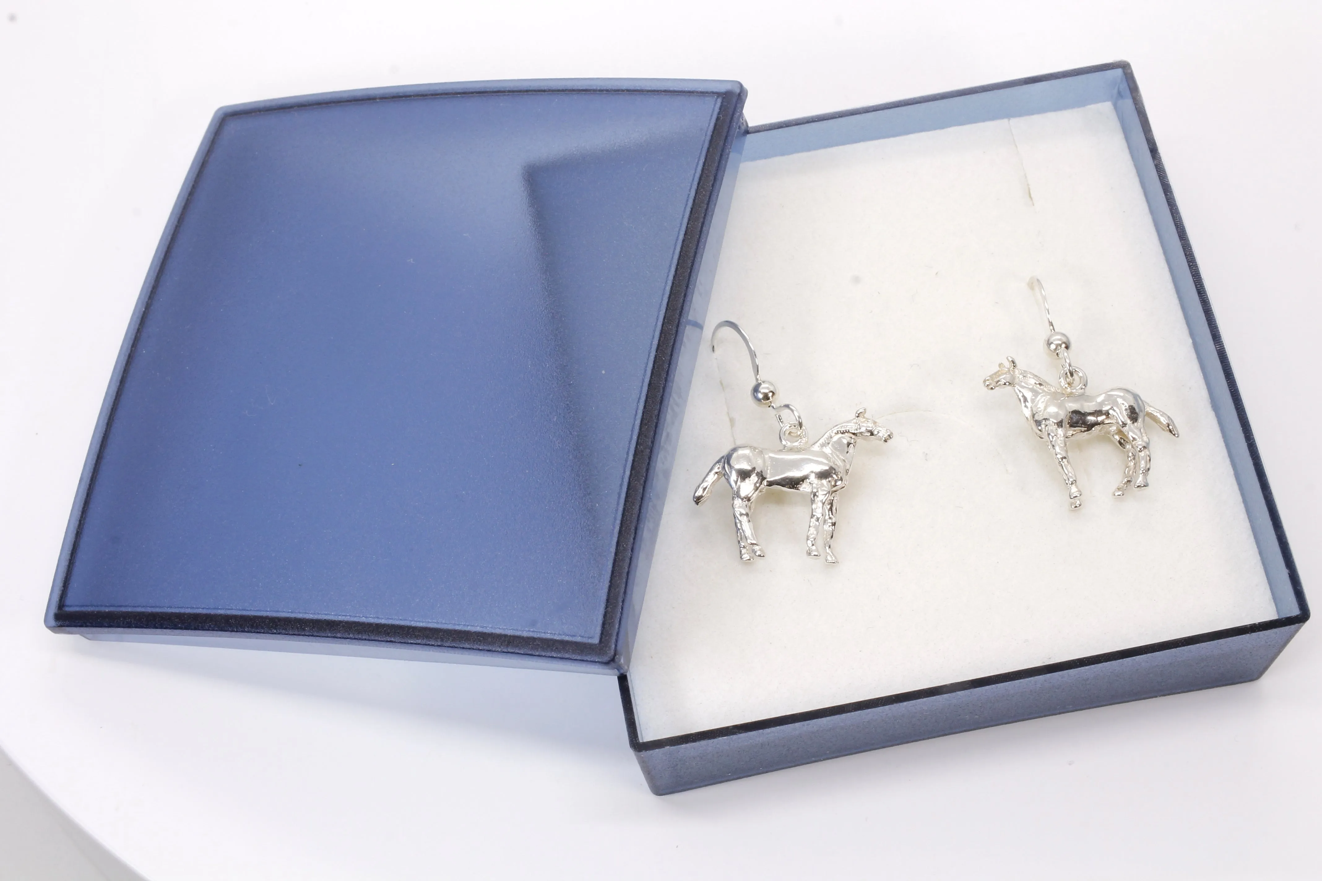 Horse Dangle Earrings with 925 Sterling Silver 3-D Quarter Horses