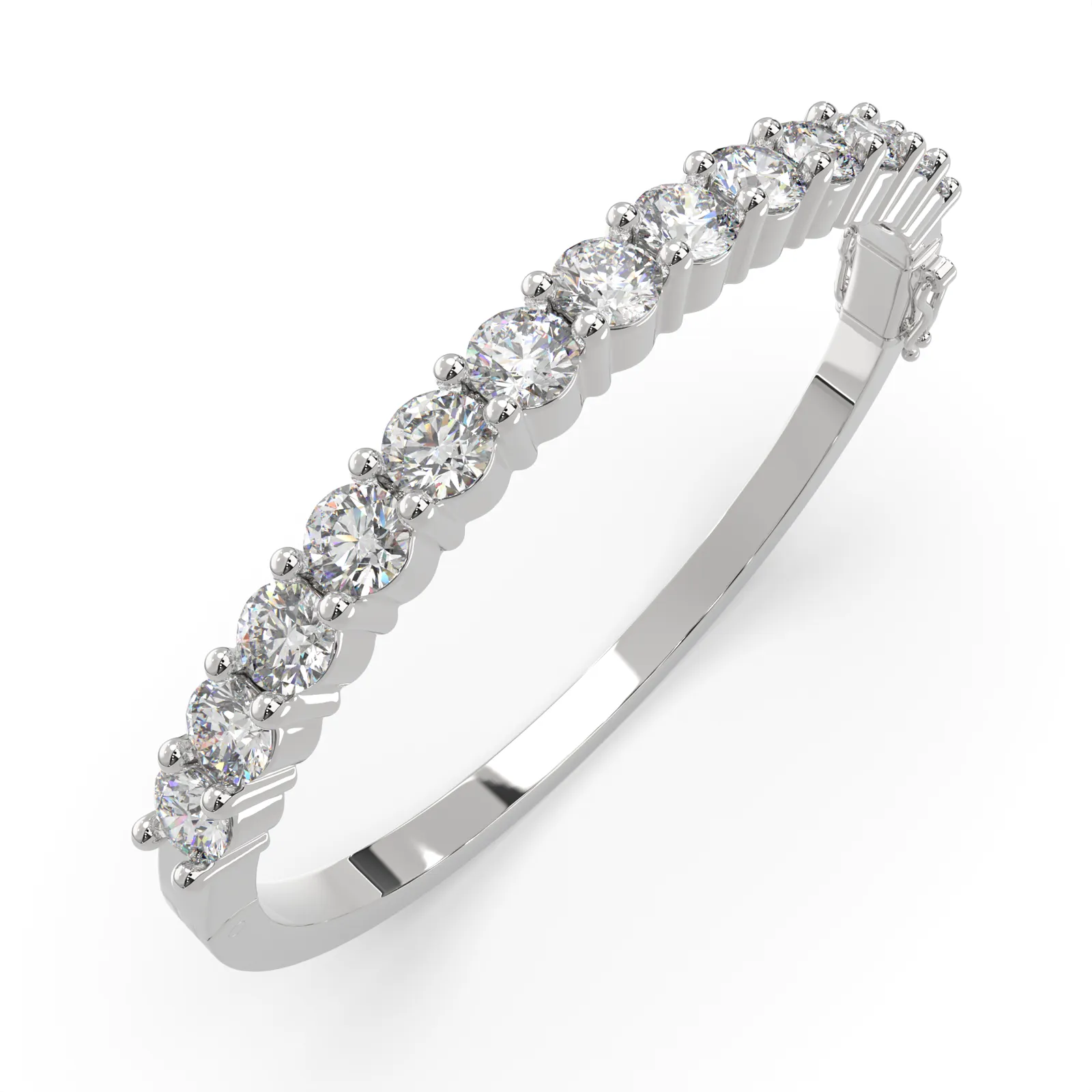 Idalia Round Cut Diamond Bangle Bracelet Shared Prong Hinged (6 ctw)