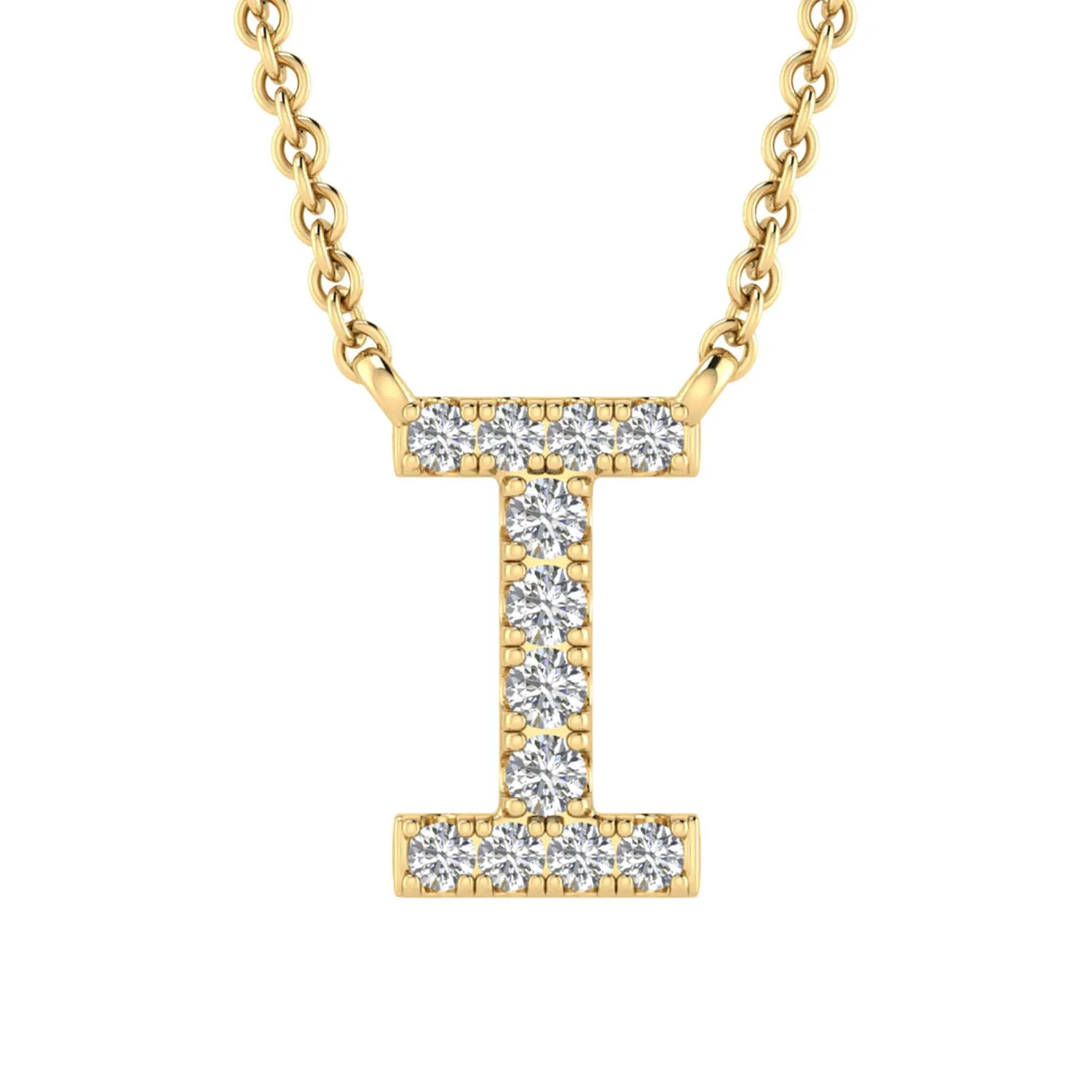 Initial 'I' Necklace with 0.06ct Diamonds in 9K Yellow Gold - PF-6271-Y