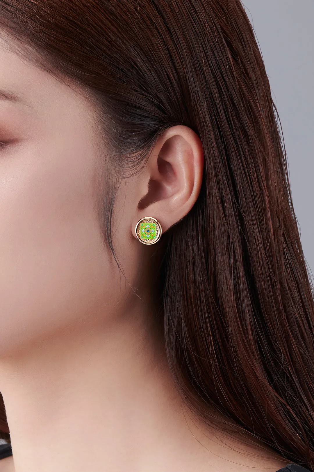 Italian Medallion Stud - Green
