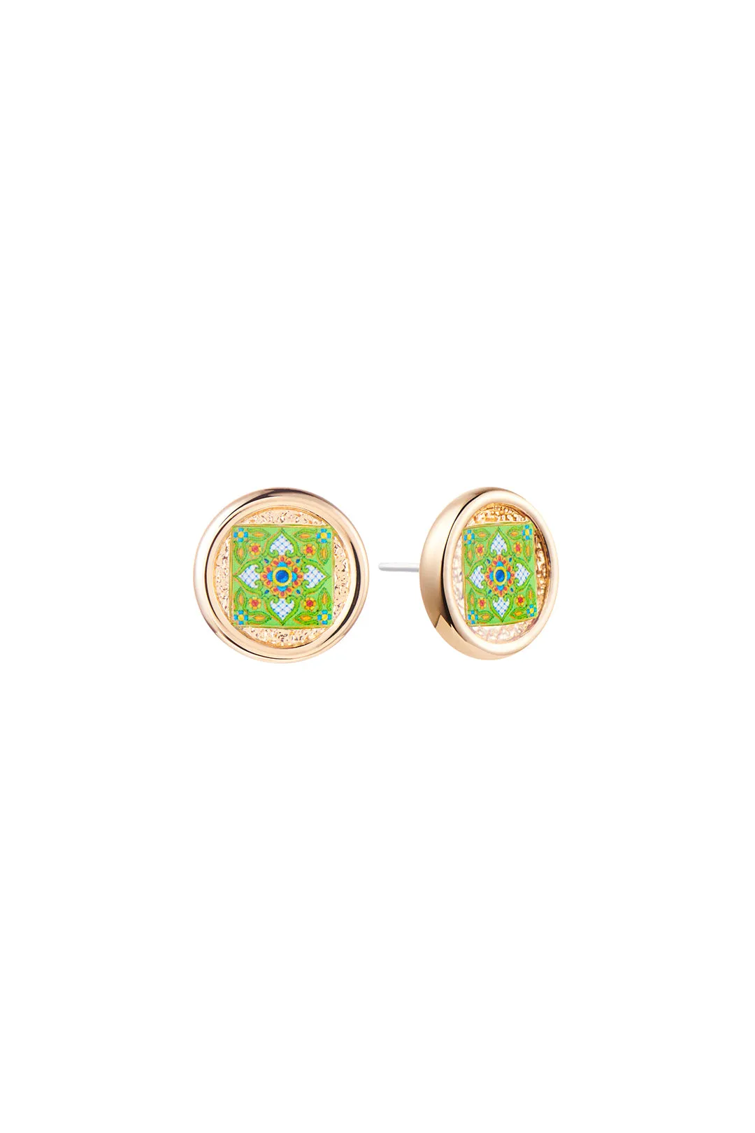 Italian Medallion Stud - Green