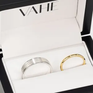 JACKSON | Brushed Inlay Ring & LILY | Classic Quarter Domed Ring