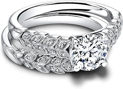 Jeff Cooper Leaf Motif Diamond Engagement Ring
