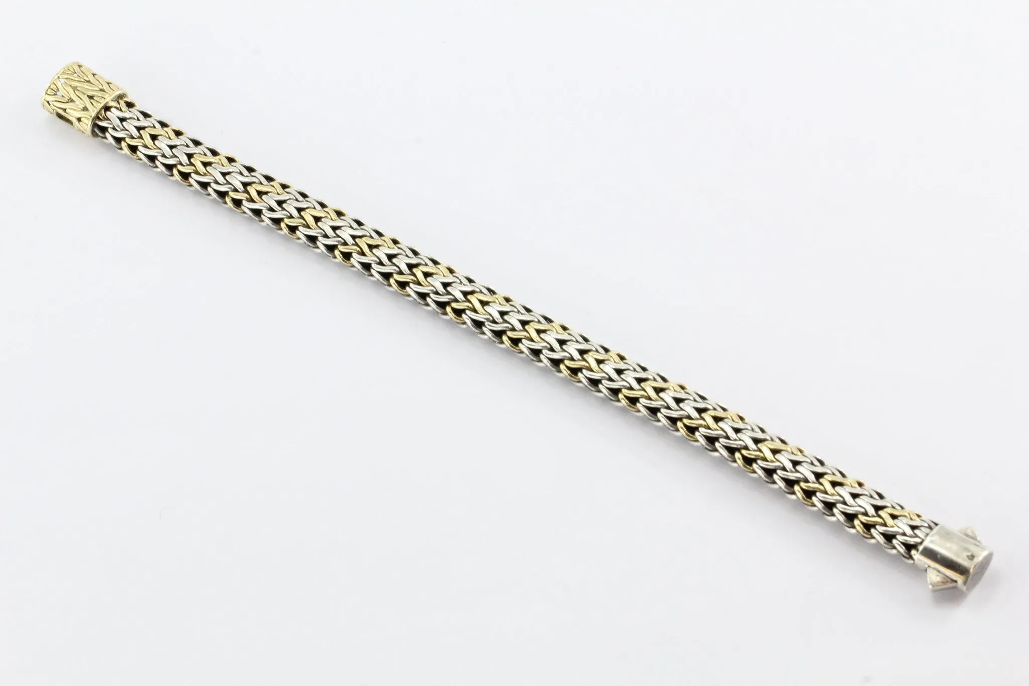 John Hardy Interwoven 18K Gold & Sterling Silver Woven Braid Bracelet 9"