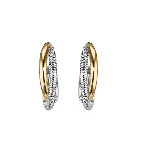 Judith Ripka Sterling Silver/18k Gold Eternity Hoop Earrings
