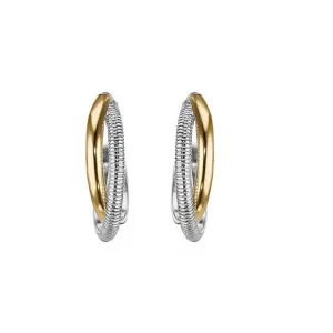 Judith Ripka Sterling Silver/18k Gold Eternity Hoop Earrings