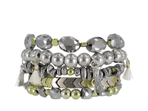 {JUNE} Erimish Silver   Yellow Stack {Set of 5 Bracelets}