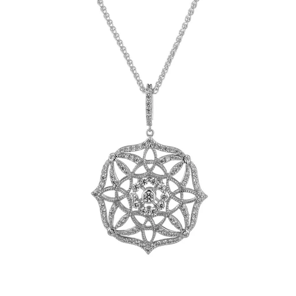 Keith Jack Night & Day Sterling Silver and Dark Rhodium CZ Reversible Pendant