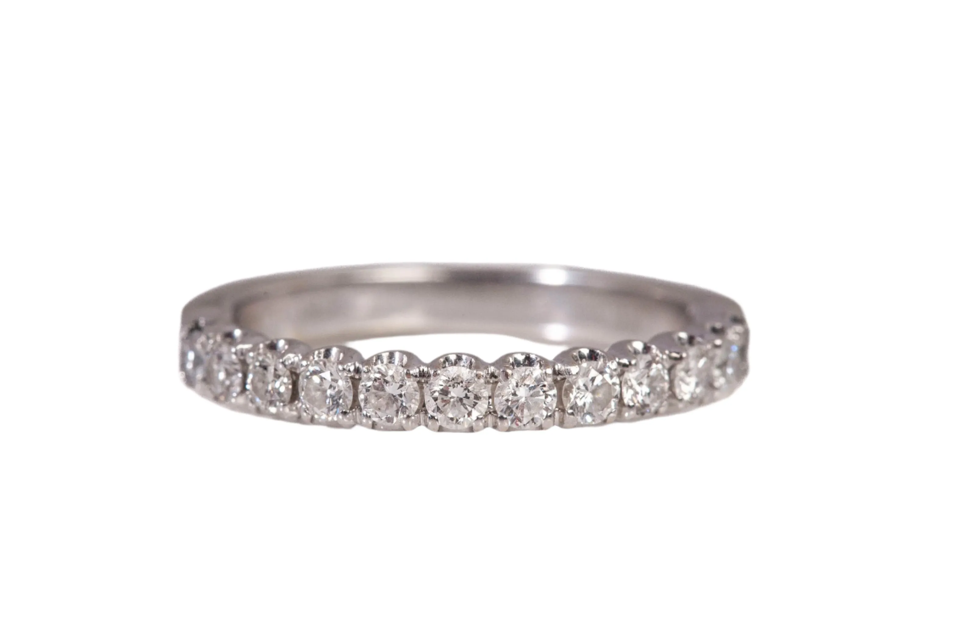 Ladies 14k White Gold Half Eternity Diamond Engagement Band 0.24CTW