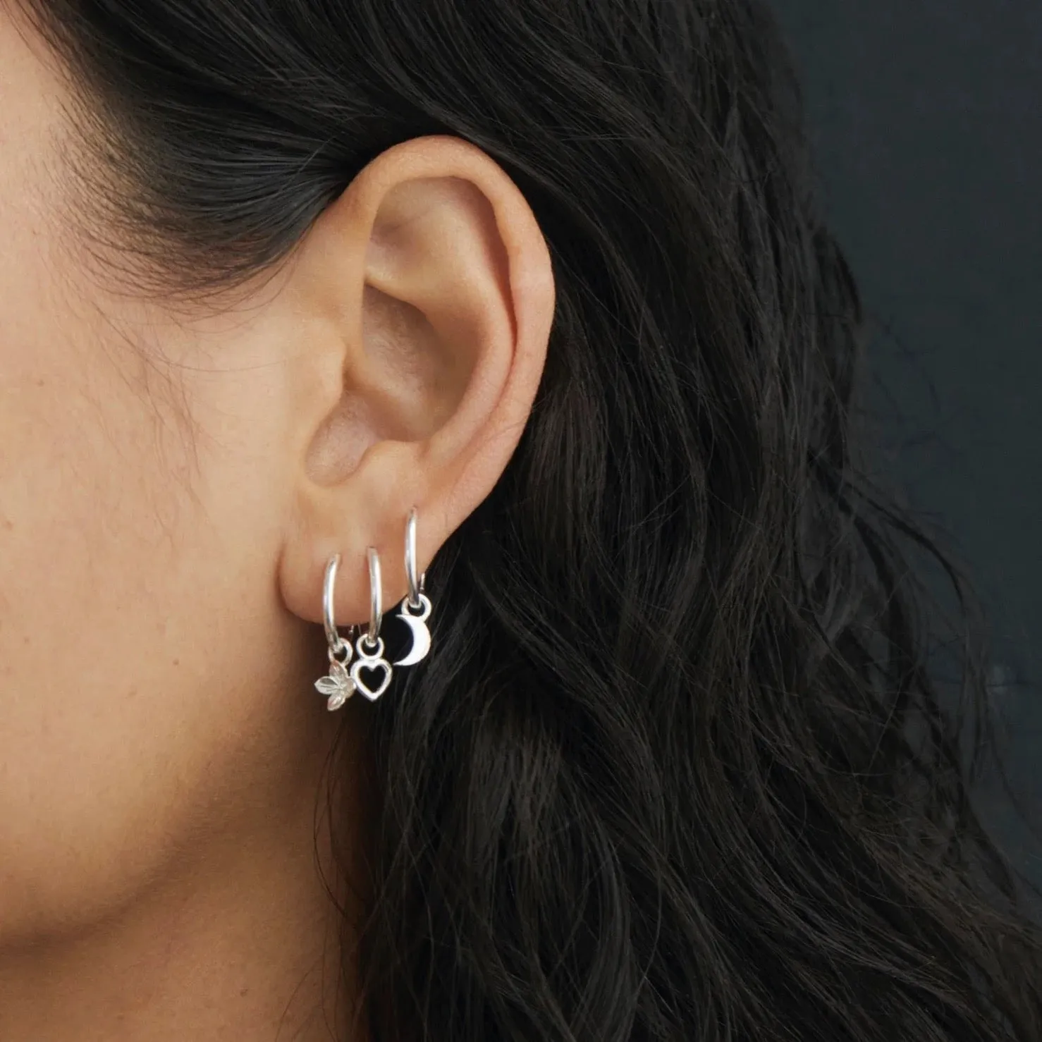 Linda Tahija - Star & Moon Huggie Hoop Earrings - Sterling Silver