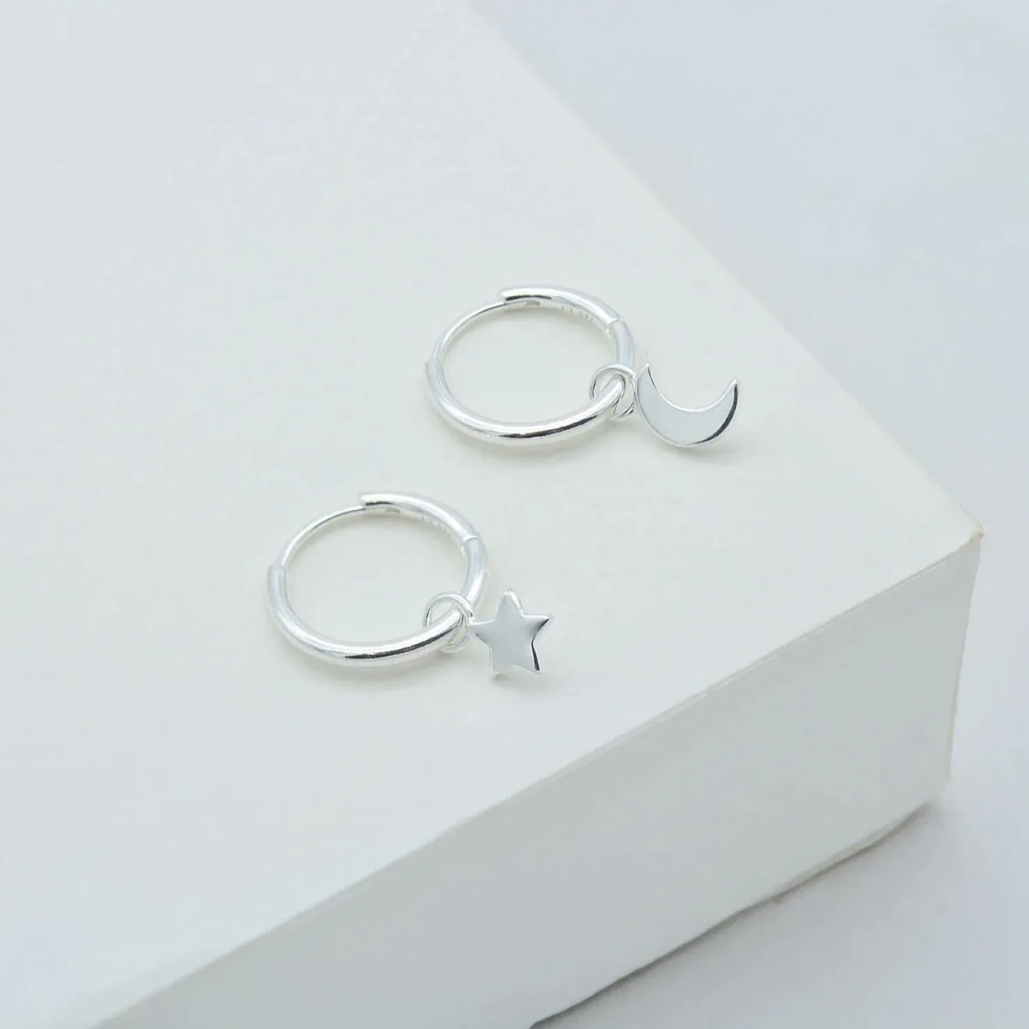 Linda Tahija - Star & Moon Huggie Hoop Earrings - Sterling Silver