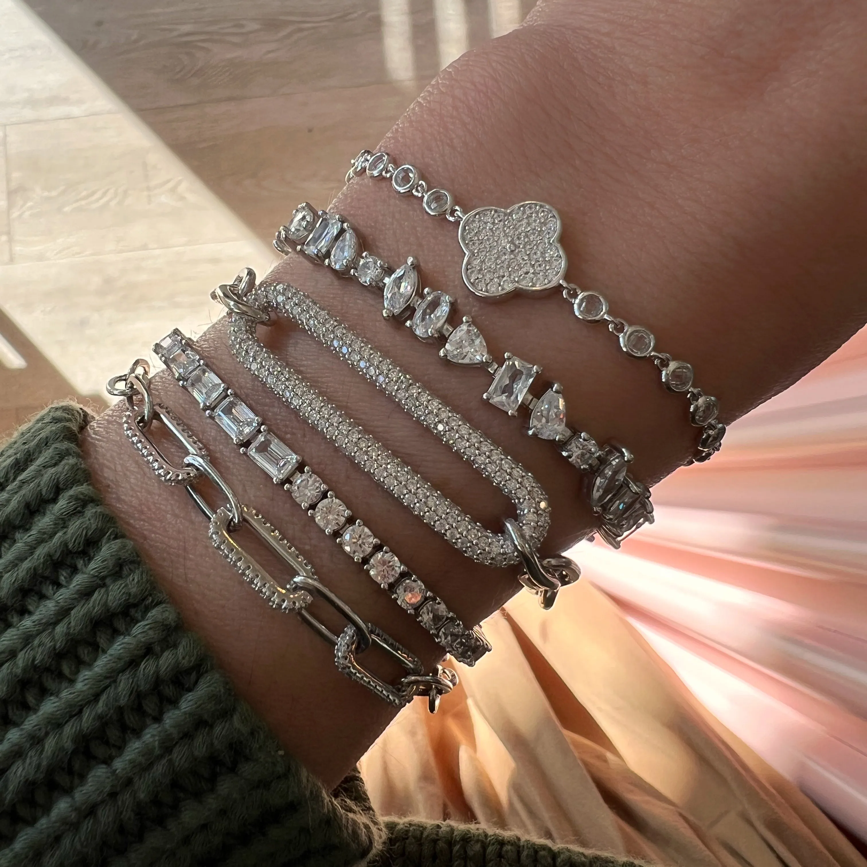 Long Pave Link Bracelet