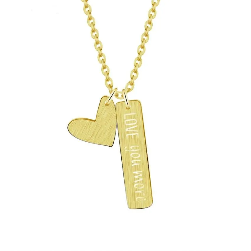 Love You More Heart Charm Necklace