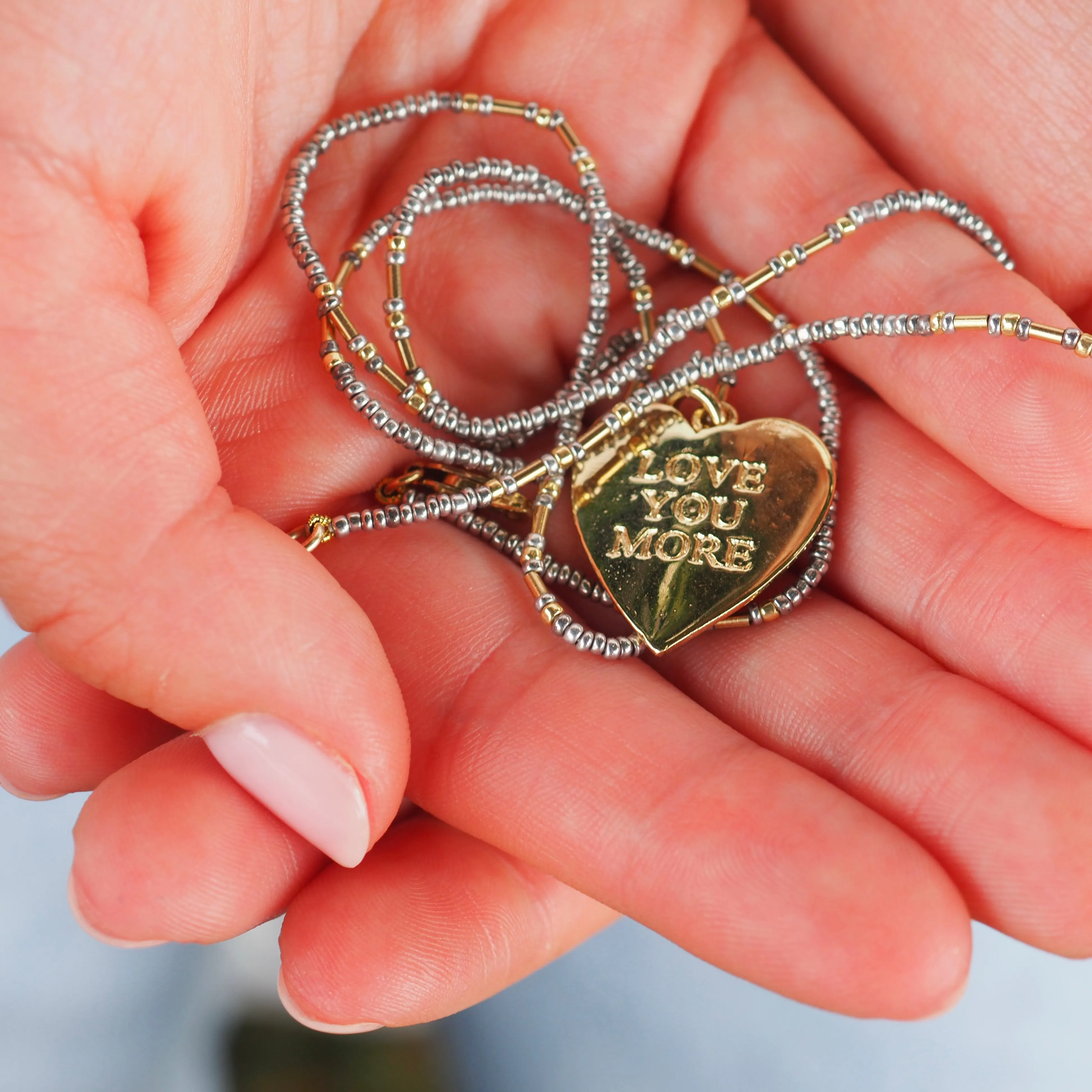 LOVE YOU MORE - MANTRA HEART NECKLACE