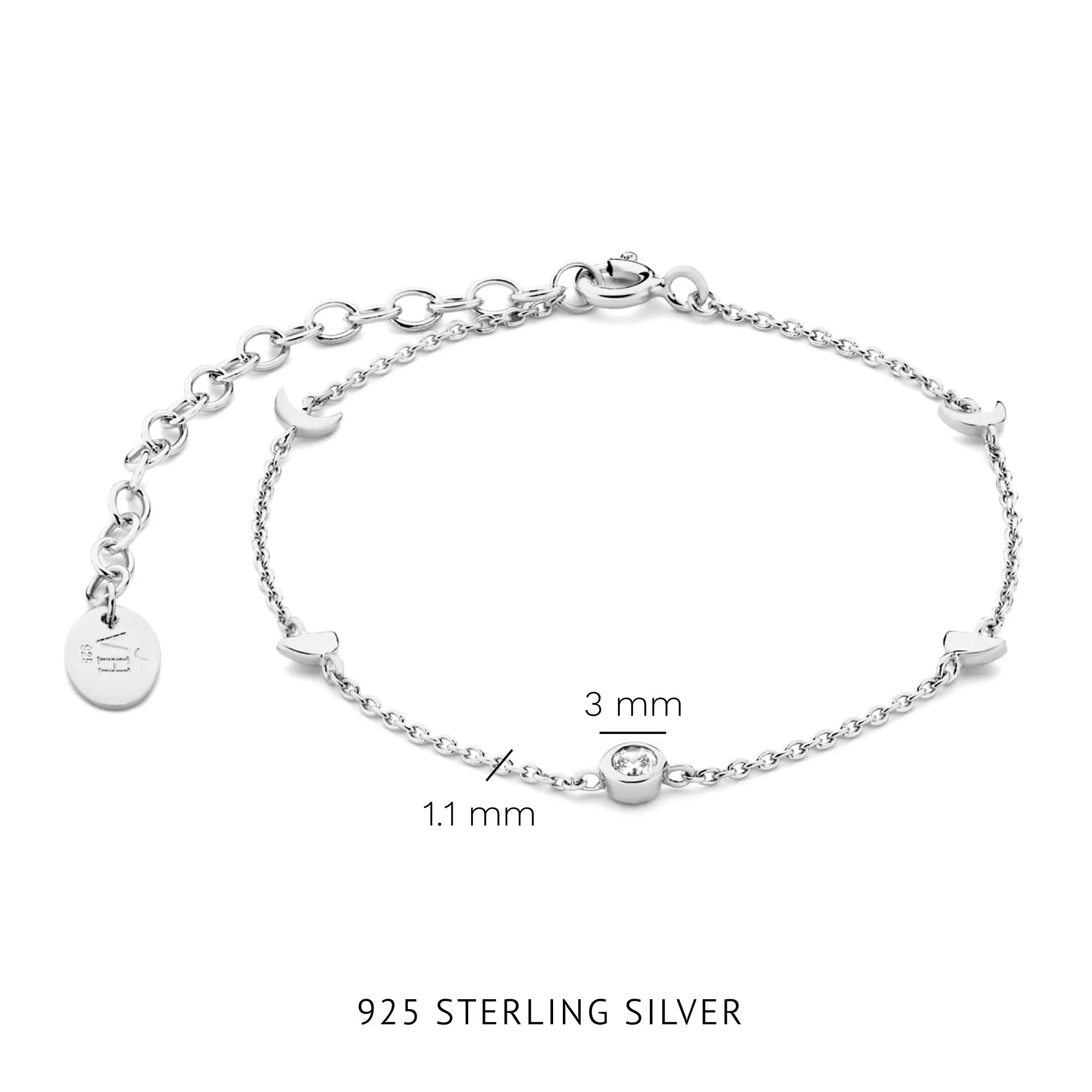 Luna 925 sterling silver bracelet with white zirconia stone