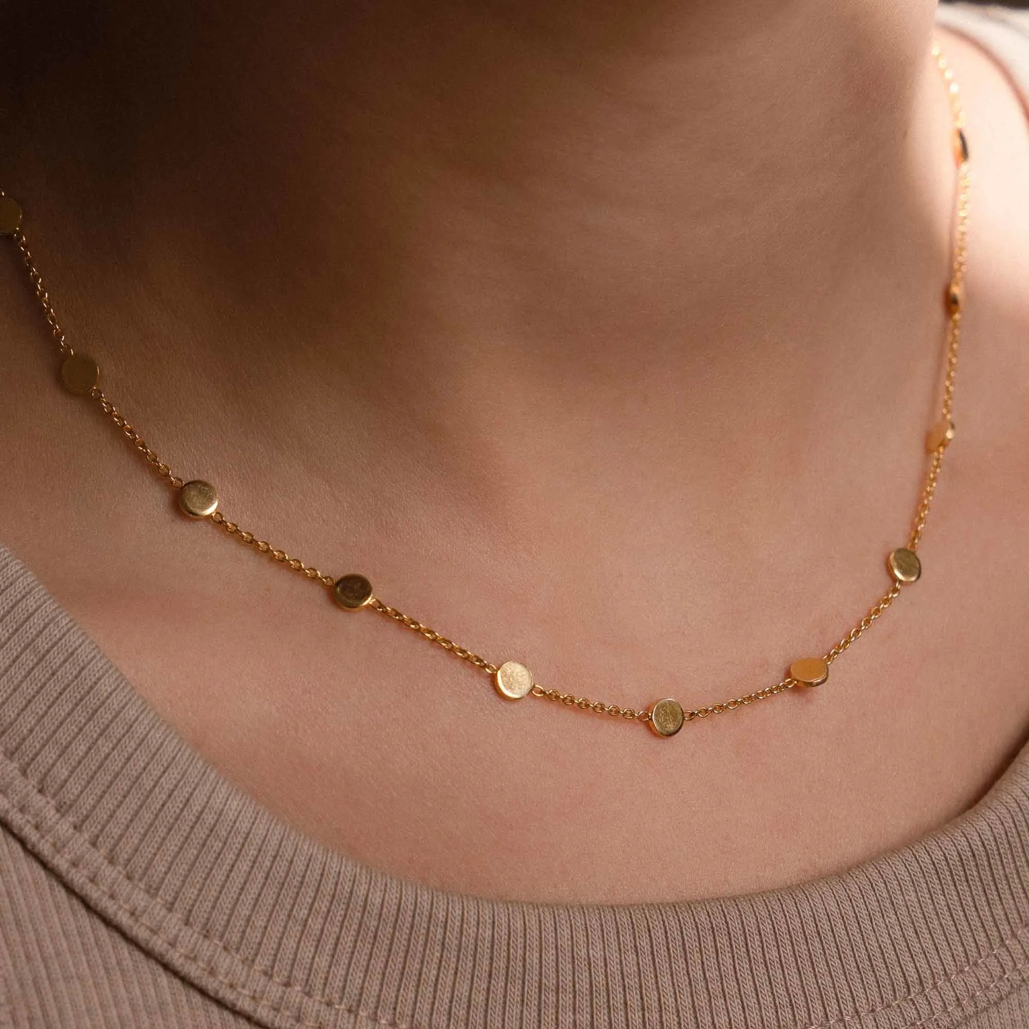 Luna 925 sterling silver gold plated choker with coins