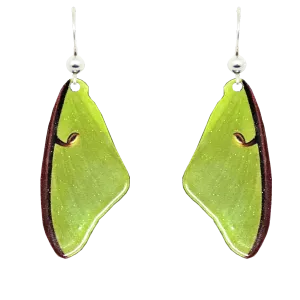 Luna Moth Wing Earrings, Made in the U.S.A. by d'ears, sterling silver french hooks