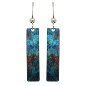 Malachite 2" Metallic Slender Rectangle Earrings