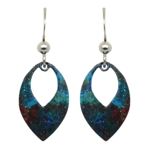 Malachite Metallic 1.5 inch Open Leaf Earrings #2436