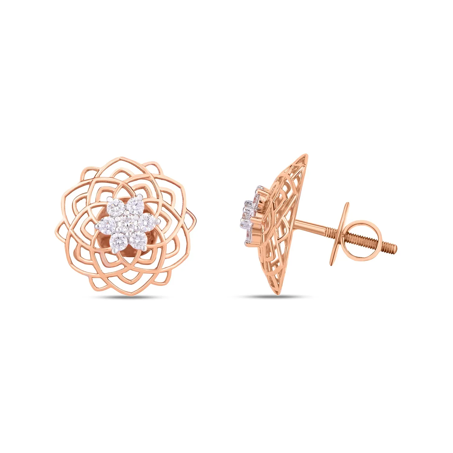 Mandala Diamond Ear Studs