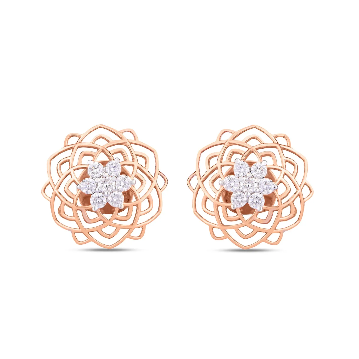 Mandala Diamond Ear Studs
