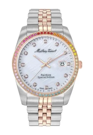 Mathey-Tissot Stainless Steel White Dial Analog Watches for Men-H809Bqi, Multi-Color Band