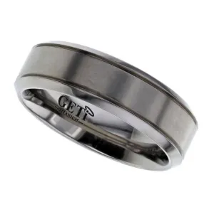 Matt Finish Titanium Ring With 2 Engraved Lines