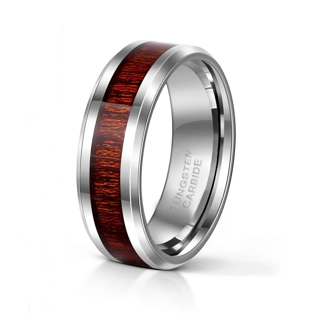 Men's 8mm Wooden Tungsten Wedding Band